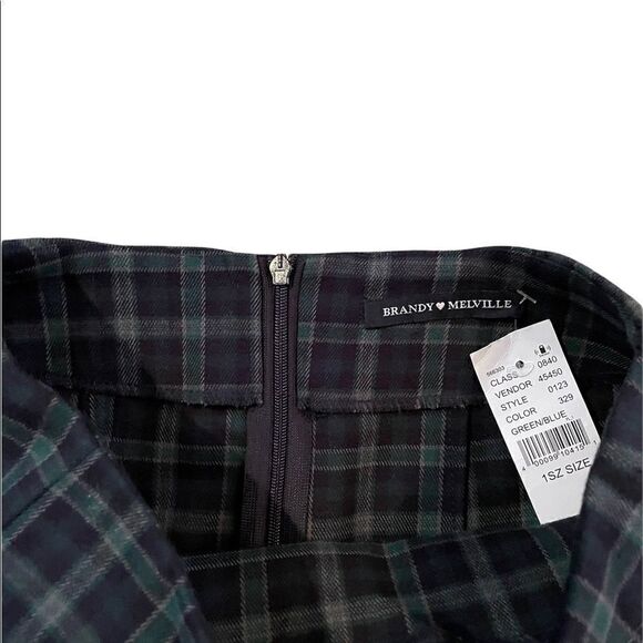 NWT BRANDY MELVILLE Blue green plaid skirt one size - Picture 2 of 4